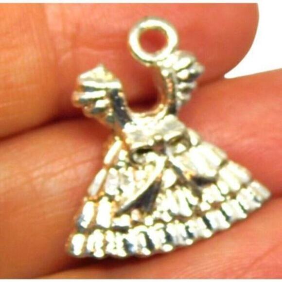 Princess Dress Pendant Charm for Necklace Bracelet Dainty Minimalist Extra Small - Picture 4 of 4